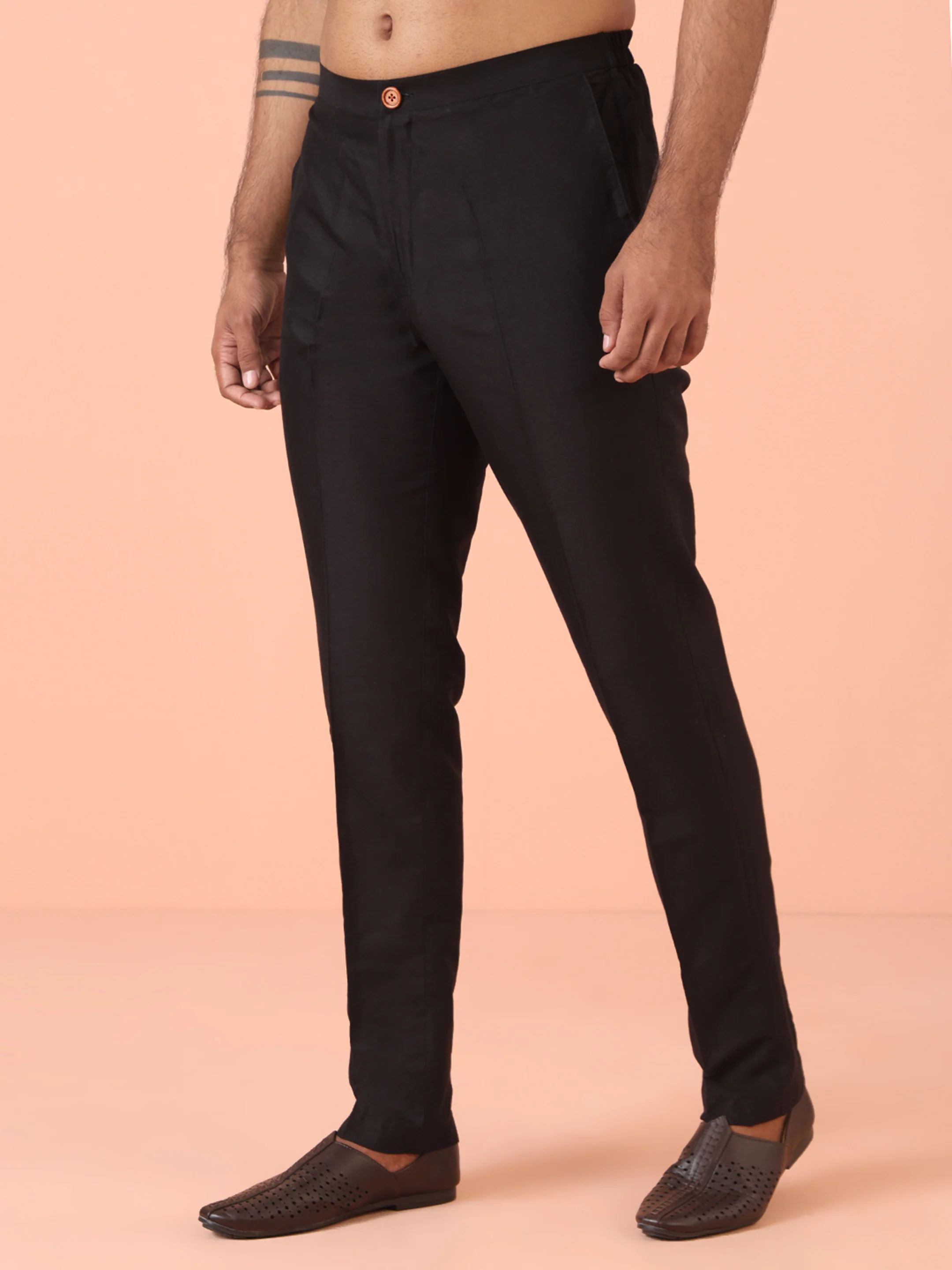 Men Black Heavy Thread Work Kurta Trouser Set - Image 7